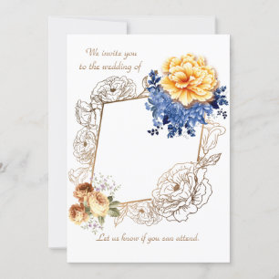 Tarjeta de invitación ajustada de Boda con brillo 