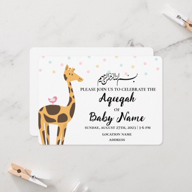 Tarjeta de invitación al Aqeeeqah Neutral Moderno  (Anverso/Reverso In Situ)