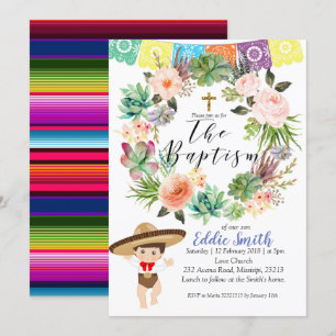 Tarjeta de invitación al bautismo mexicano