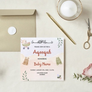 Tarjeta de invitación al Boho Aqeeqah Aqiqah moder