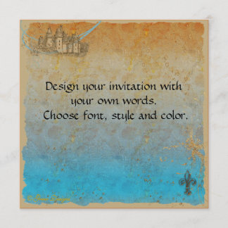 Tarjeta de invitación al castillo de cuento de had