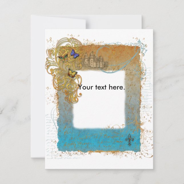 Tarjeta de invitación al castillo del libro de cue (Anverso)