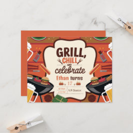 Tarjeta de invitación al cumpleaños Chill Grill an