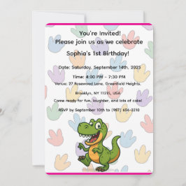 Tarjeta de invitación al cumpleaños de Dinosaur