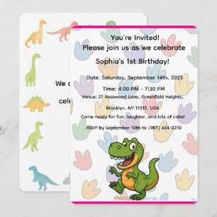 Tarjeta de invitación al cumpleaños de Dinosaur