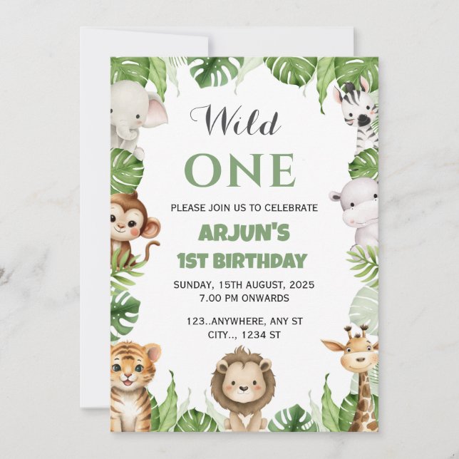 Tarjeta de invitación al cumpleaños de Jungle Safa (Anverso)
