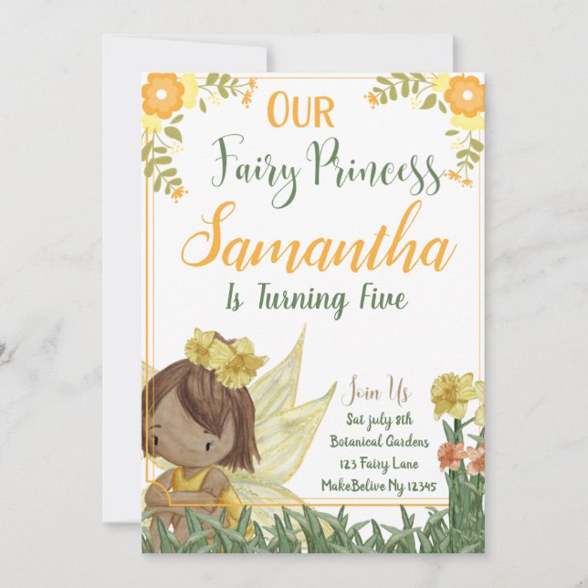 Tarjeta de invitación al cumpleaños de la princesa (Anverso)