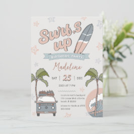 Tarjeta de invitación al cumpleaños de Surf's Up O