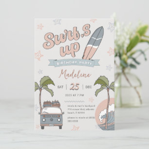 Tarjeta de invitación al cumpleaños de Surf's Up O