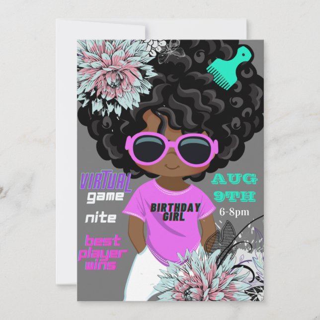 Tarjeta de invitación al cumpleaños por noche de j (Anverso)