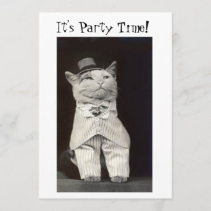 Tarjeta de Invitación al Gato de la Fiesta