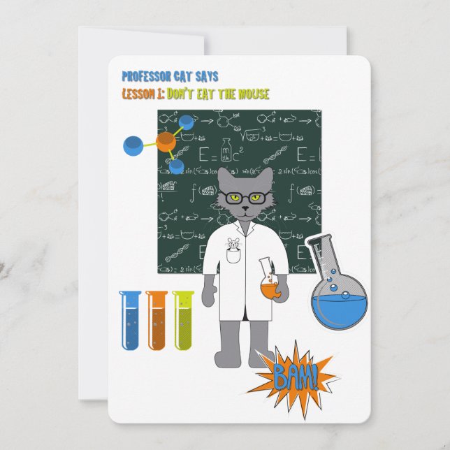 Tarjeta de invitación al gato del profesor (Anverso)