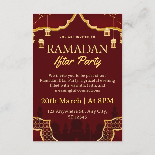 Tarjeta de invitación al Iftar de Ramadán (Anverso)