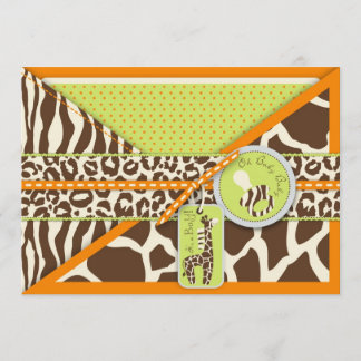 Tarjeta de invitación al Naranja Safari Boy 2