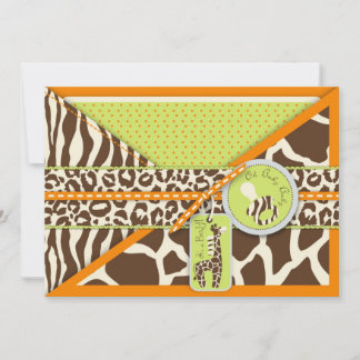 Tarjeta de invitación al Naranja Safari Boy 2