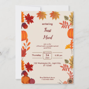 Tarjeta de invitación al otoño del día de Acción d