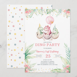 Tarjeta de Invitación al Primer Cumpleaños de Niña