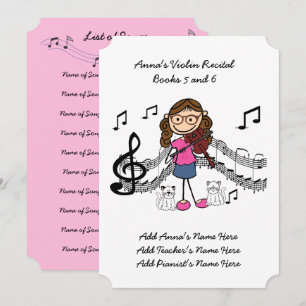 Tarjeta de invitación al recital de violín de Anna