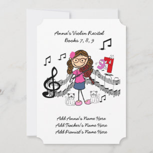 Tarjeta de invitación al recital de violín de Anna