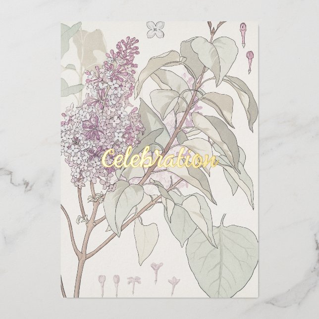 Tarjeta de invitación al Relieve metalizado Lilac  (Anverso)