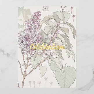Tarjeta de invitación al Relieve metalizado Lilac
