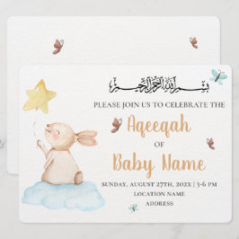 Tarjeta de Invitación Aqeeqah Neutral y Adorable E