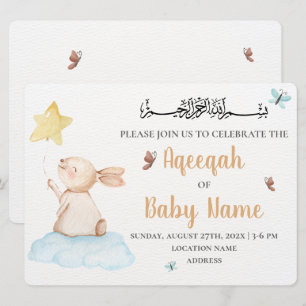 Tarjeta de Invitación Aqeeqah Neutral y Adorable E
