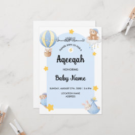 Tarjeta de Invitación Aqiqah Instant Blue Aqeeqah