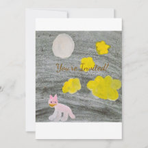 Tarjeta de Invitación Aventura Gatita de Medianoch