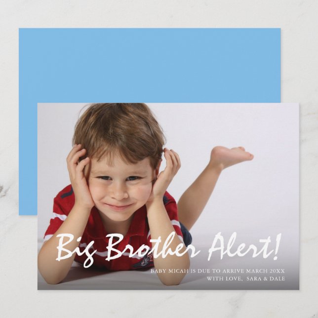 Tarjeta de Invitación azul Big Brother (Anverso / Reverso)