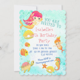 Tarjeta de invitación azul Mermaids