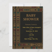 Tarjeta de invitación Baby Shower African Gold Ken