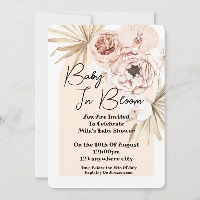 Tarjeta de invitación Baby Shower Baby In Bloom (Anverso)