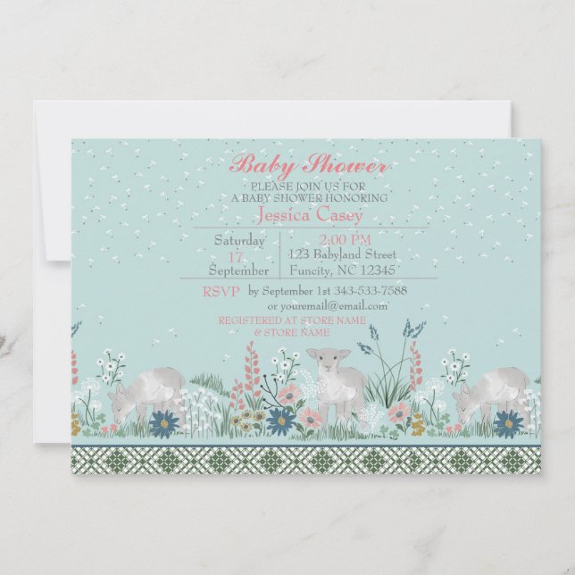 Tarjeta de invitación Baby Shower Blue Woodland La (Anverso)