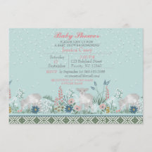 Tarjeta de invitación Baby Shower Blue Woodland La