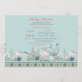 Tarjeta de invitación Baby Shower Blue Woodland La