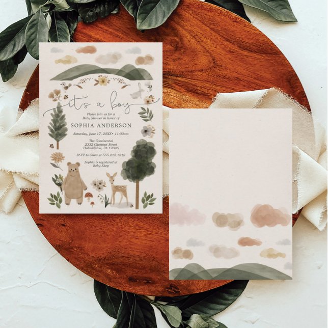 Tarjeta de invitación Baby Shower Boy Baby Boho Wo (Subido por el creador)