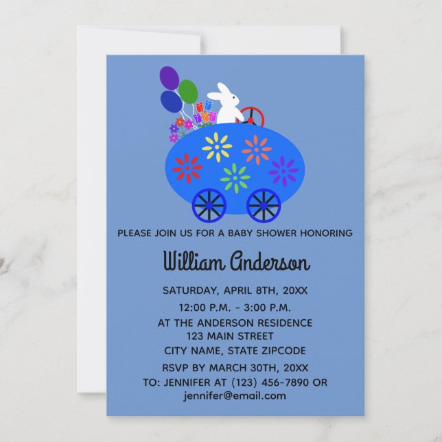 Tarjeta de invitación Baby Shower Bunny Egg #2-2 (Anverso)