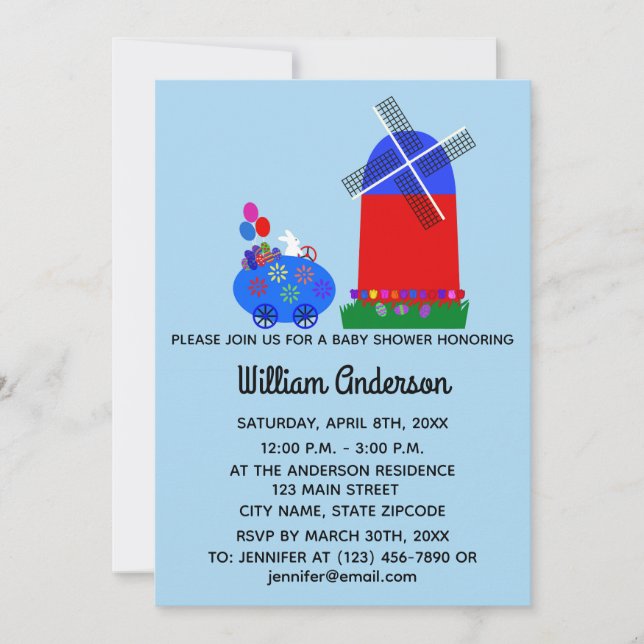 Tarjeta de invitación Baby Shower Bunny Egg Car #4 (Anverso)