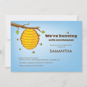 Tarjeta de invitación Baby Shower Buzzing Bee Hive
