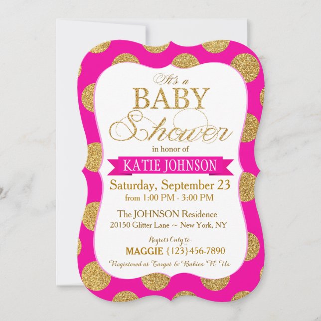 Tarjeta de invitación Baby Shower con puntos de Pu (Anverso)