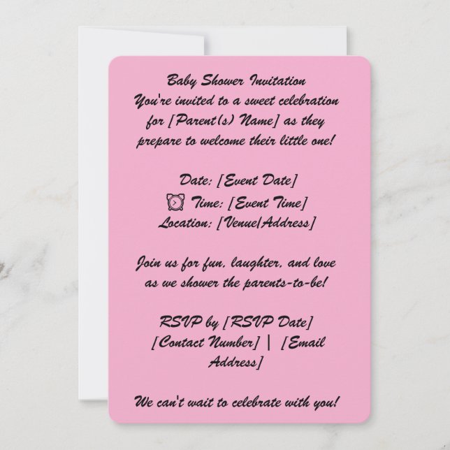 Tarjeta de invitación Baby Shower de 5" * 7" (Anverso)