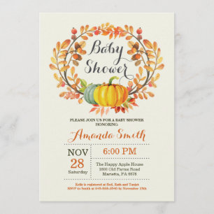 Tarjeta de invitación Baby Shower de calabaza de o