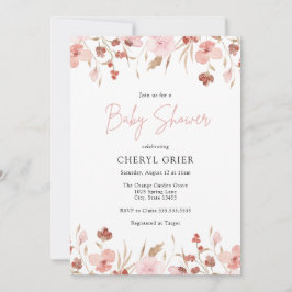 Tarjeta de invitación Baby Shower de Chica floral 
