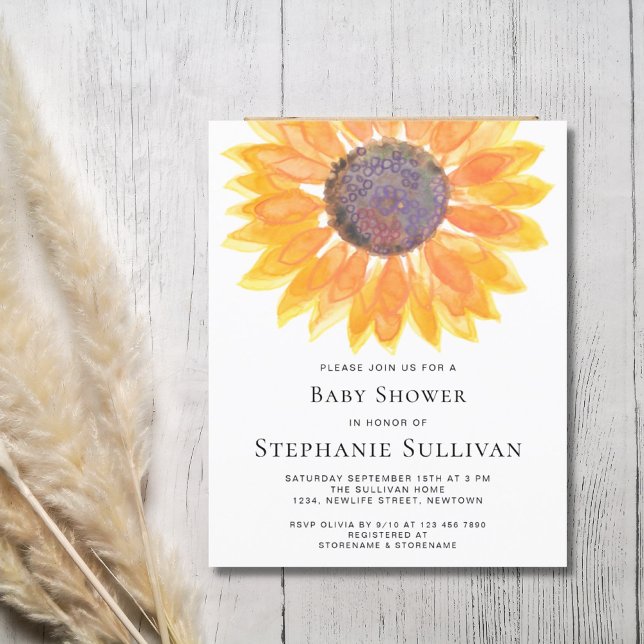 Tarjeta de invitación Baby Shower de girasol de pr (Subido por el creador)