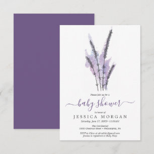 Tarjeta de invitación Baby Shower de Lavanda mínim