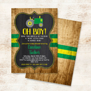Tarjeta de invitación Baby Shower de Oh Boy Tracto