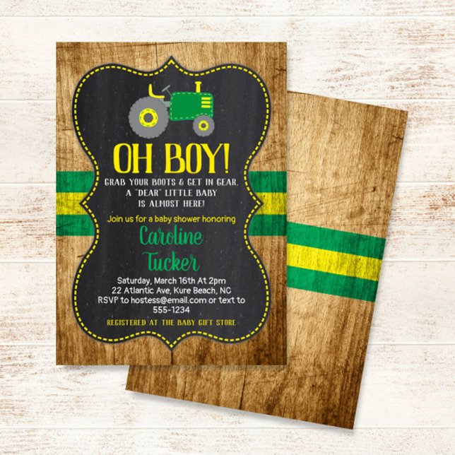 Tarjeta de invitación Baby Shower de Oh Boy Tracto (Subido por el creador)