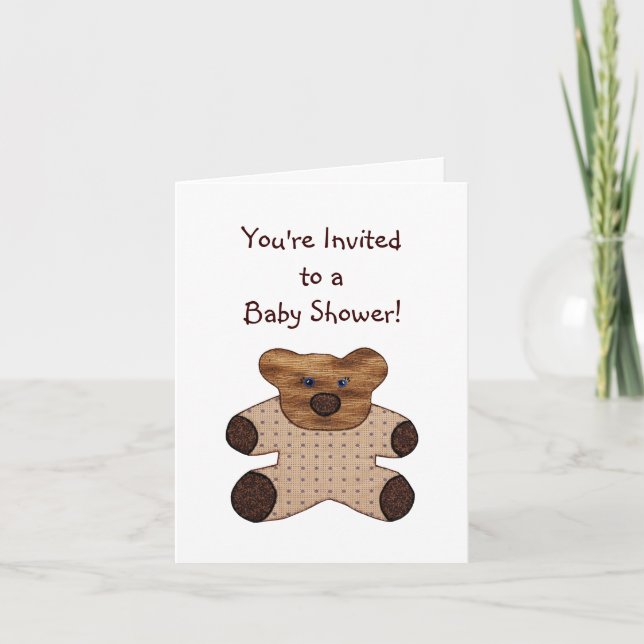 Tarjeta de invitación Baby Shower de osito de pelu (Anverso)