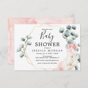 Tarjeta de invitación Baby Shower Floral Greenery